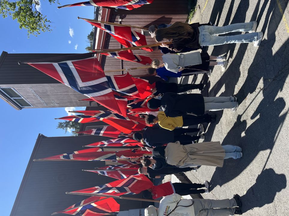 en gruppe mennesker som holder flagg